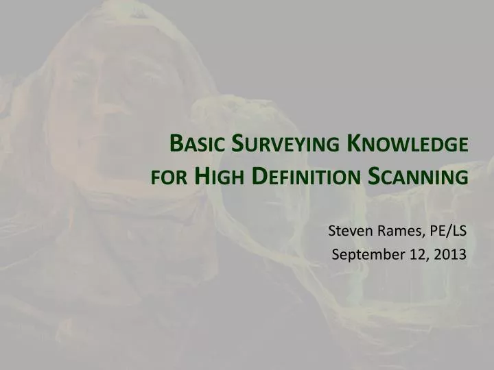 basic surveying knowledge for high definition scanning