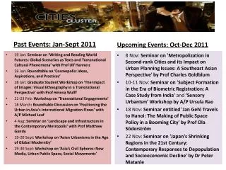 Past Events: Jan -Sept 2011
