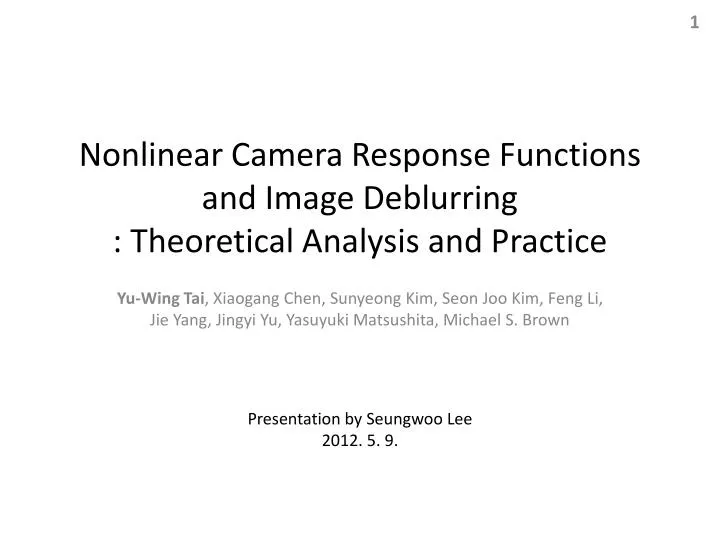 nonlinear camera response functions and image deblurring theoretical analysis and practice