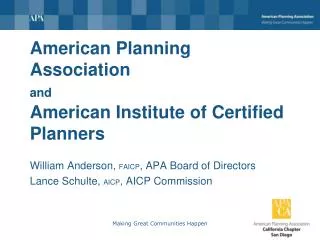 American Planning Association and American Institute of Certified Planners