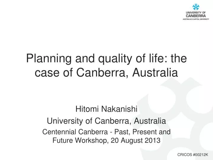 planning and quality of life the case of canberra australia