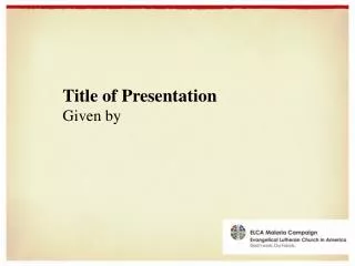 title of presentation given by