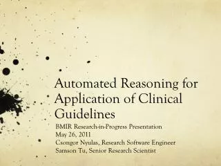 Automated Reasoning for Application of Clinical Guidelines