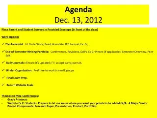 Agenda Dec. 13, 2012