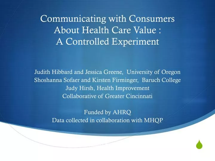 communicating with consumers about health care value a controlled experiment