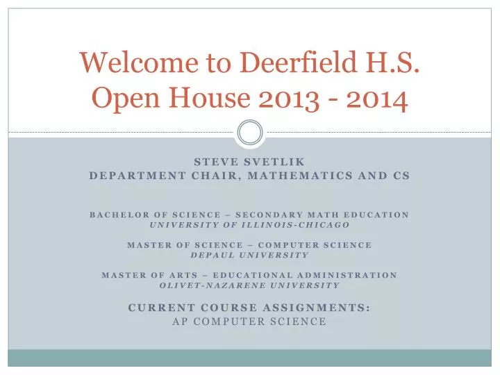 welcome to deerfield h s open house 2013 2014
