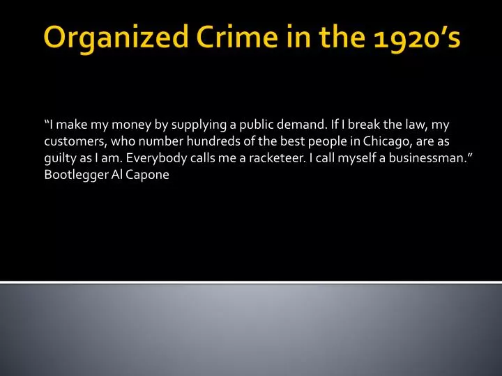 organized crime in the 1920 s