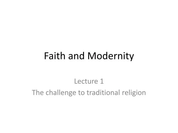 faith and modernity