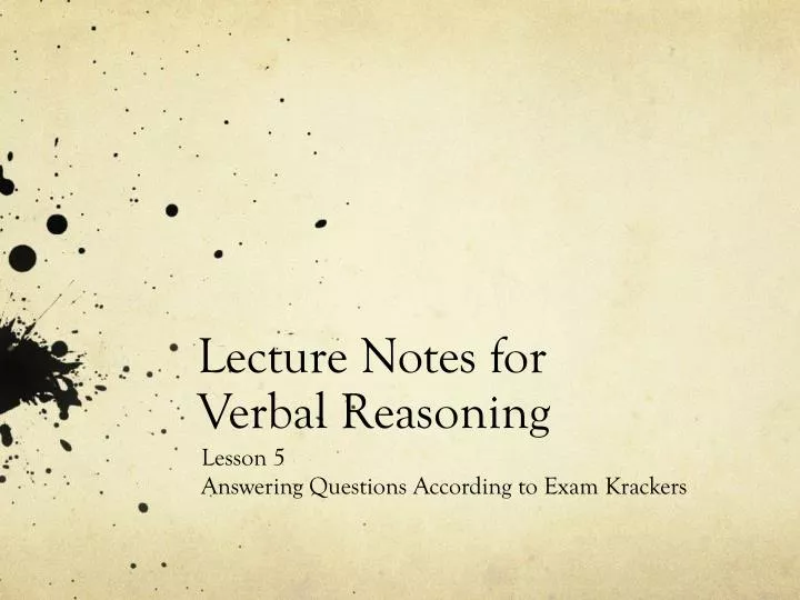 lecture notes for verbal reasoning