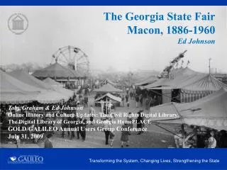 The Georgia State Fair Macon, 1886-1960 Ed Johnson