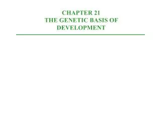 CHAPTER 21 THE GENETIC BASIS OF DEVELOPMENT
