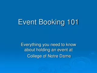 Event Booking 101