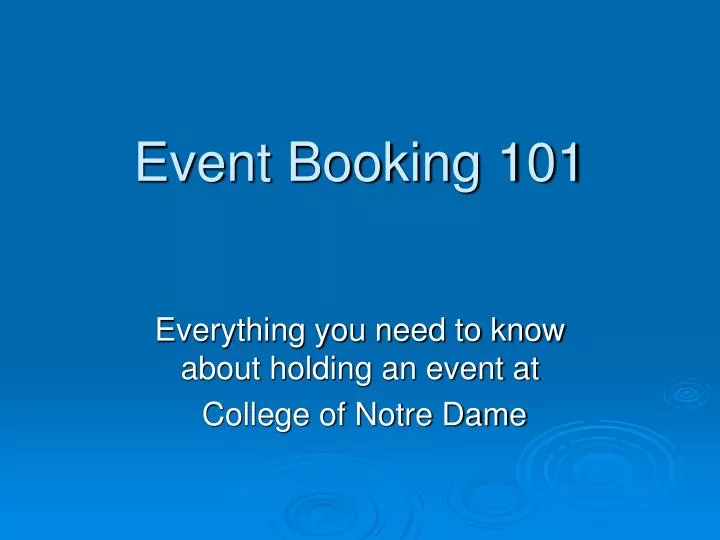 event booking 101