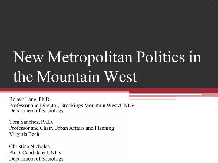 new metropolitan politics in the mountain west