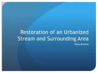 Restoration of an Urbanized Stream and Surrounding Area