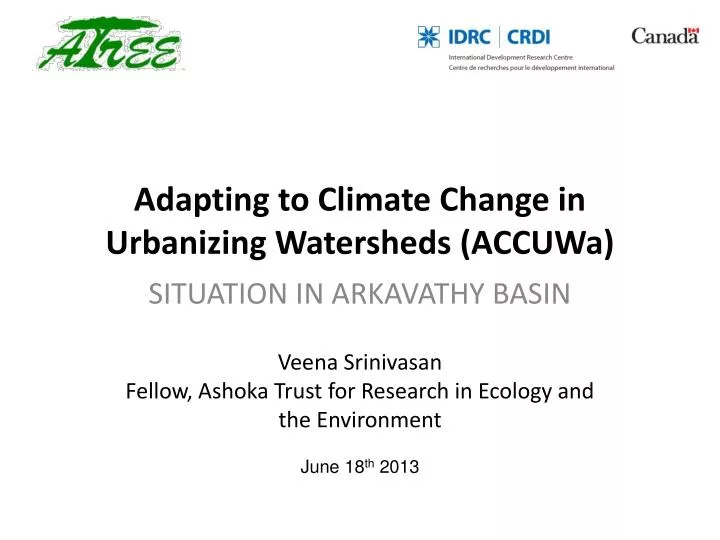 adapting to climate change in urbanizing watersheds accuwa