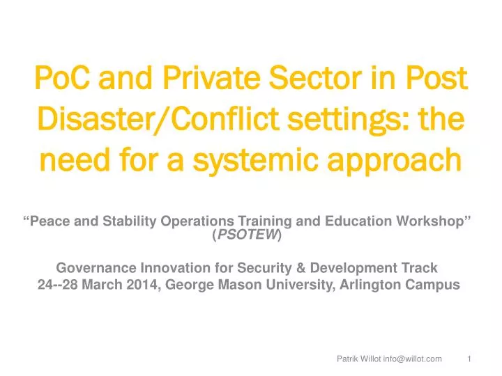 poc and private sector in post disaster conflict settings the need for a systemic approach