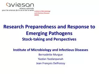 Research Preparedness and Response to Emerging Pathogens Stock- taking and Perspectives