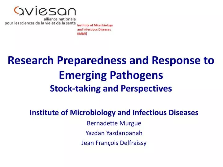 research preparedness and response to emerging pathogens stock taking and perspectives