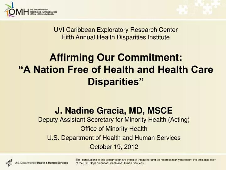 affirming our commitment a nation free of health and health care disparities