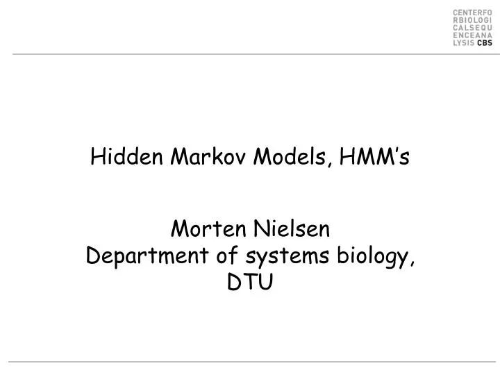 hidden markov models hmm s