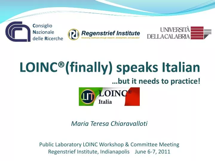 loinc finally speaks italian but it needs to practice
