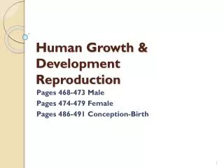 Human Growth &amp; Development Reproduction