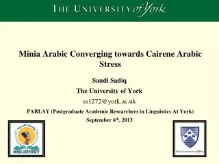 Minia Arabic Converging towards Cairene Arabic Stress