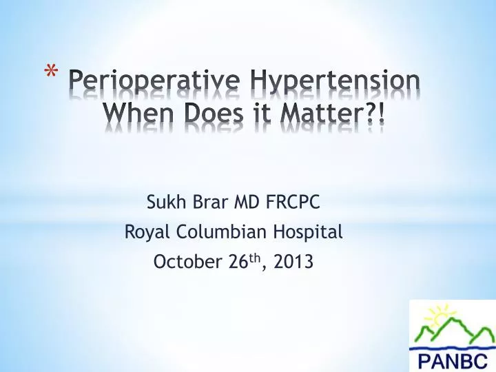 peri o perative hypertension when does it matter