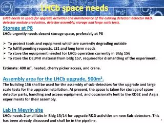LHCb space needs