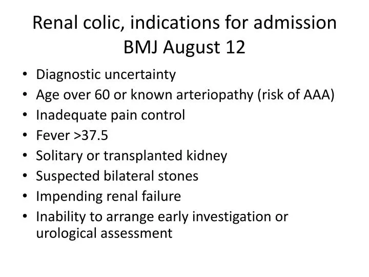 renal colic indications for admission bmj august 12