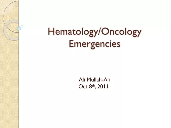 hematology oncology emergencies
