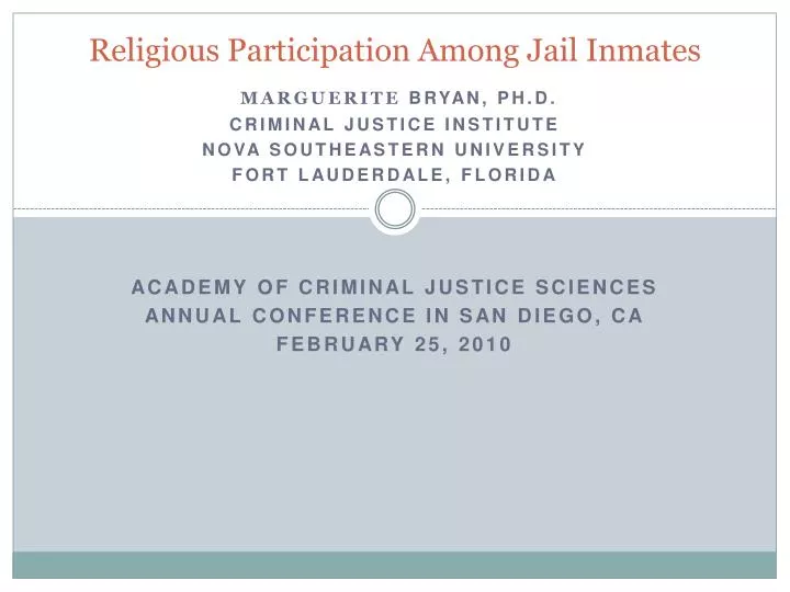 religious participation among jail inmates