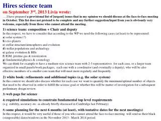 Hires science team o n September 3 rd , 2013 Livia wrote: