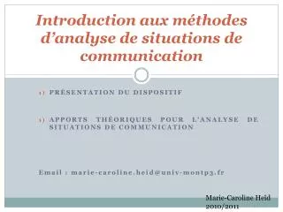 introduction aux m thodes d analyse de situations de communication