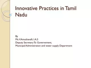Innovative Practices in Tamil Nadu