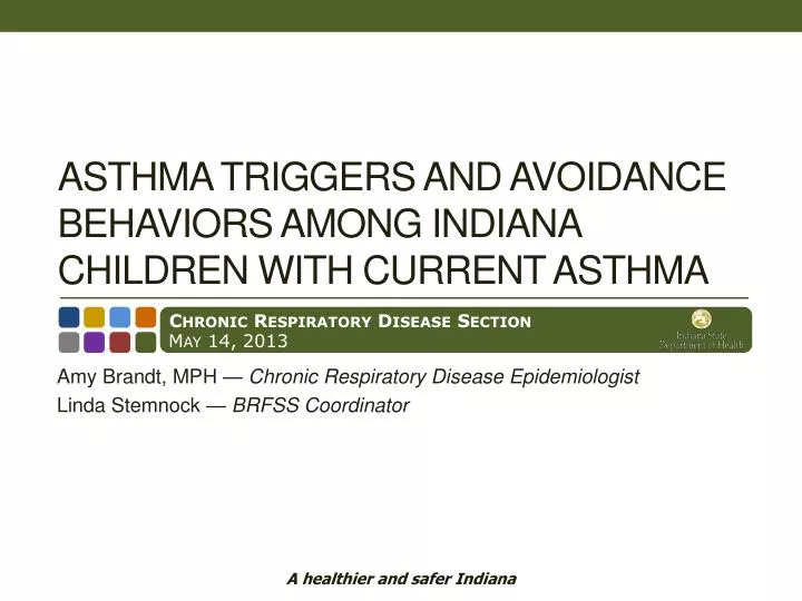 asthma triggers and avoidance behaviors among indiana children with current asthma