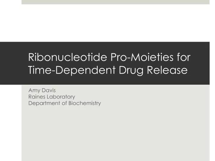 ribonucleotide pro moieties for time dependent drug release