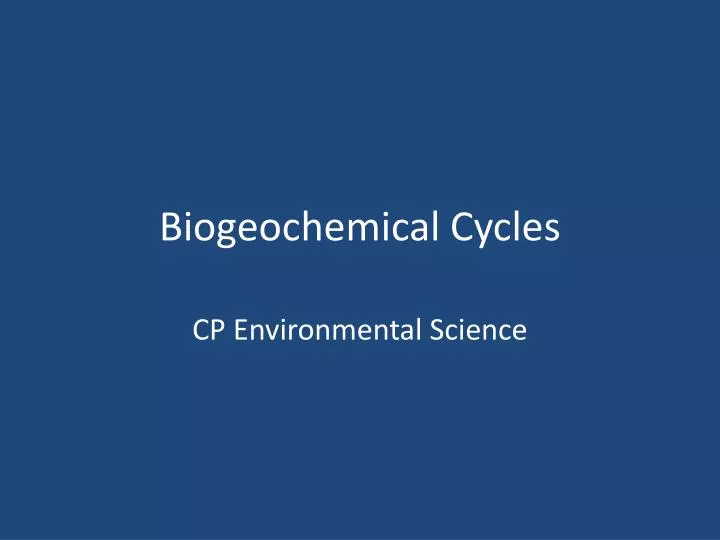 biogeochemical cycles