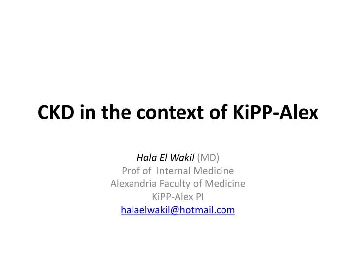 ckd in the context of kipp alex