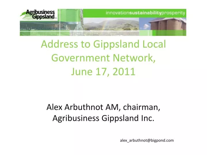 address to gippsland local government network june 17 2011