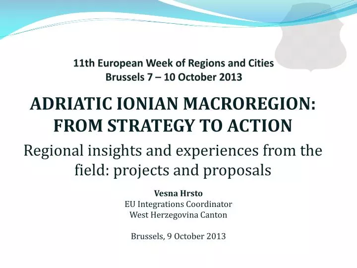 11th european week of regions and cities brussels 7 10 october 2013