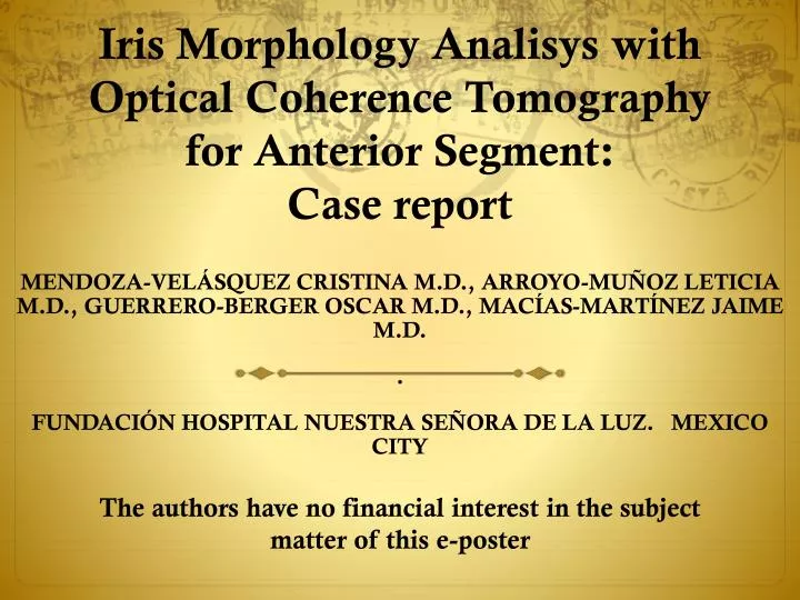 iris morphology analisys with optical c oherence t omography for anterior segment case report