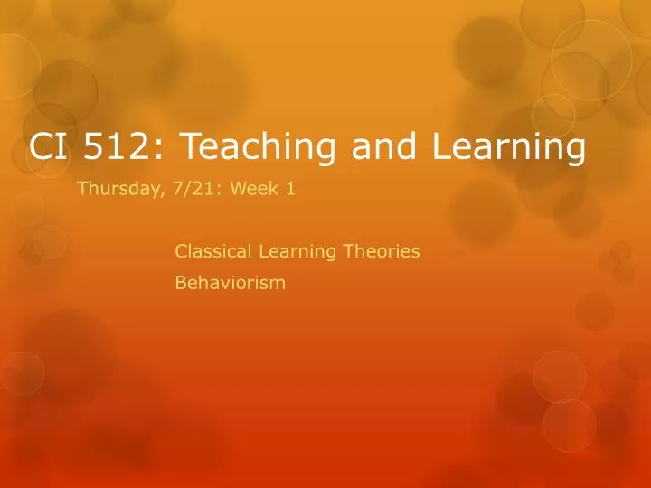 ci 512 teaching and learning