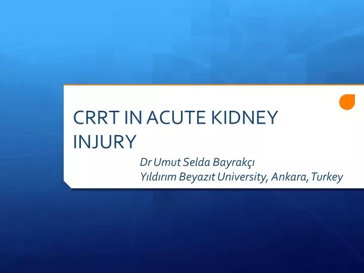 crrt in acute kidney injury