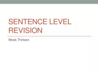 Sentence level revision