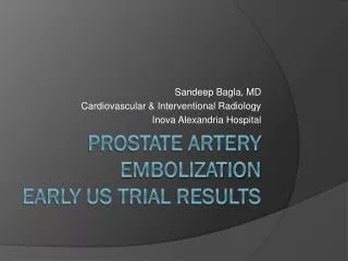 Prostate Artery Embolization Early US Trial Results