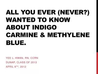 All you ever (never?) wanted to know about indigo carmine &amp; methylene blue .