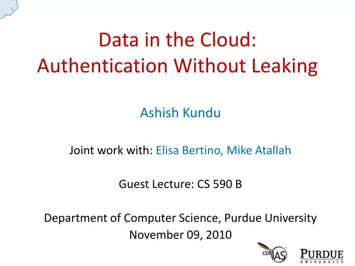 data in the cloud authentication without leaking