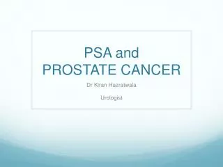 PSA and PROSTATE CANCER